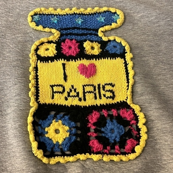 Michaela Buerger I love Paris perfume bottle sweatshirt with crochet detail, M - Picture 7 of 16